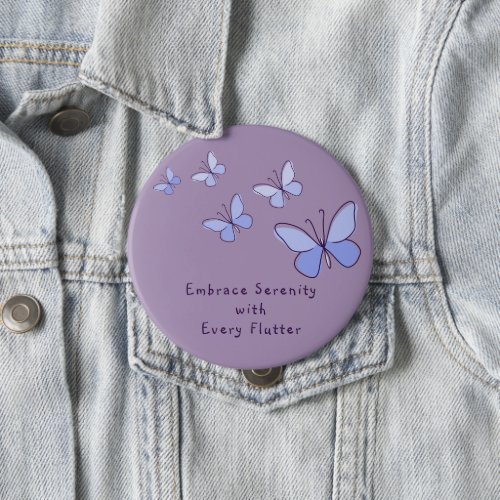 Purple Blue Butterfly Doodle Your Motto Violet Button