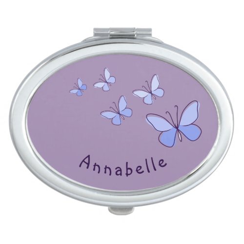 Purple Blue Butterfly Doodle Your Name Violet Compact Mirror
