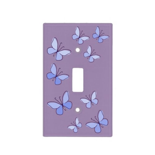 Purple Blue Butterfly Flutter Lavender Light Switch Cover