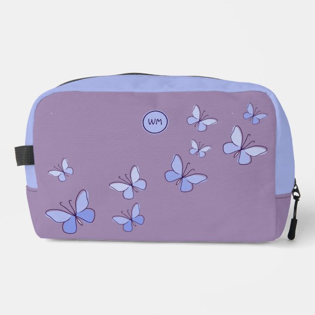 Purple Blue Butterfly Kaleidoscope Violet Dopp Kit (Front)