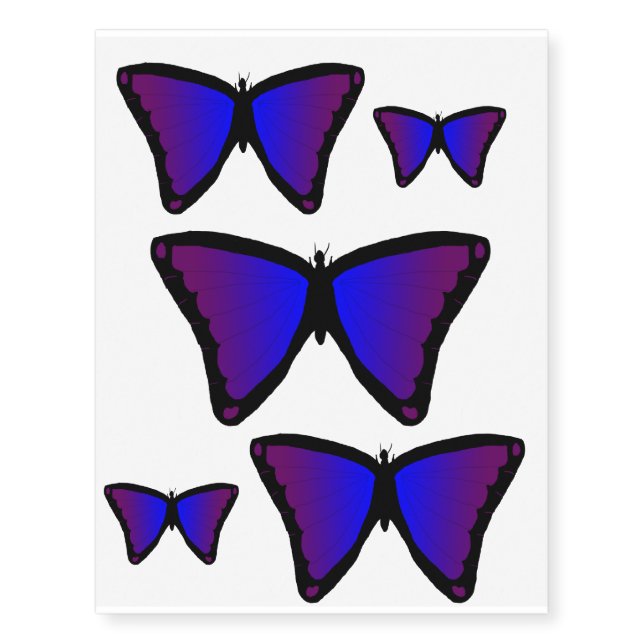 Purple/blue butterfly temporary tattoos (Front)