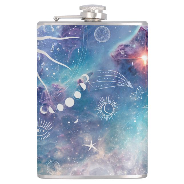 Purple Blue Celestial Pattern Flask (Front)