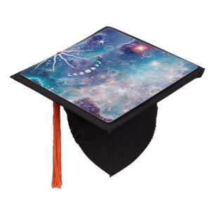 Purple Blue Celestial Pattern Graduation Cap Topper