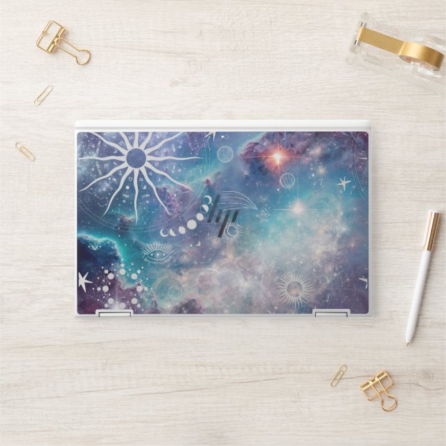 Purple Blue Celestial Pattern HP Laptop Skin (Desk)