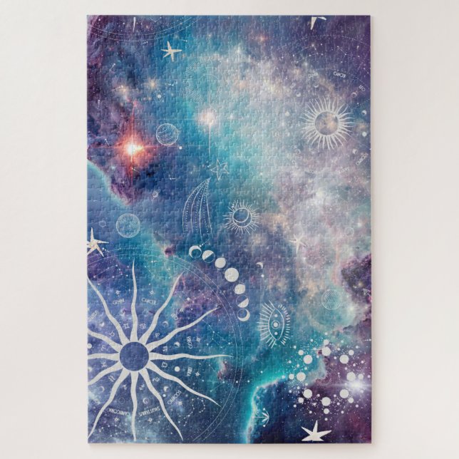 Purple Blue Celestial Pattern Jigsaw Puzzle (Vertical)