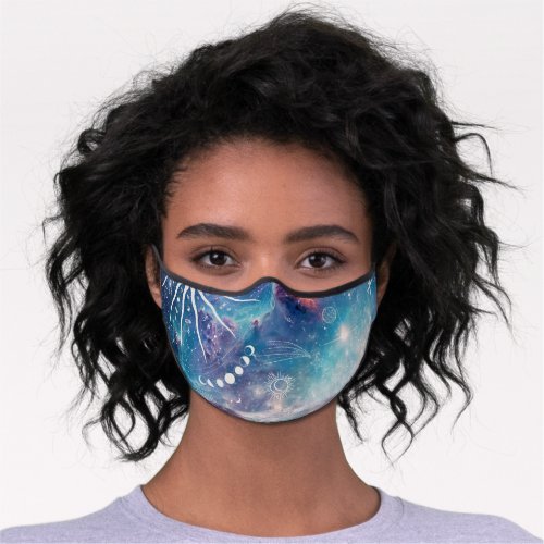 Purple Blue Celestial Pattern Premium Face Mask