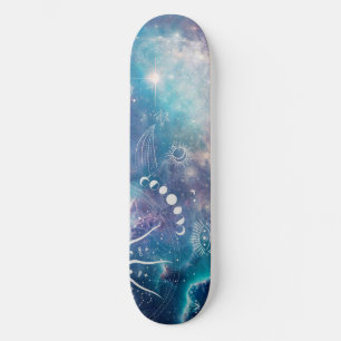 Purple Blue Celestial Pattern Skateboard