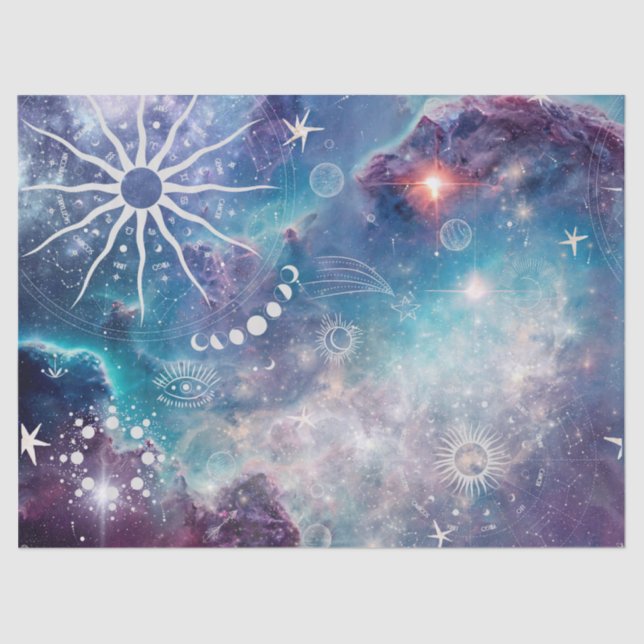 Purple Blue Celestial Pattern Tissue Paper (Front)