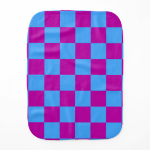 Purple Blue Checkered Check Pattern Baby Burp Cloth
