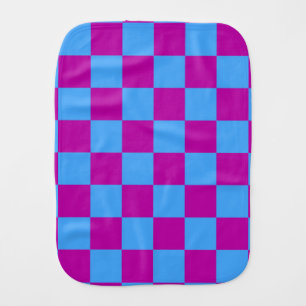 Purple Blue Checkered Check Pattern Baby Burp Cloth