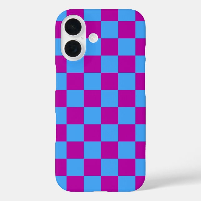 Purple Blue Checkered Check Pattern Case-Mate iPhone Case (Back)