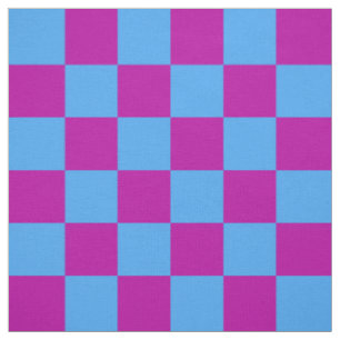 Purple Blue Checkered Check Pattern Fabric