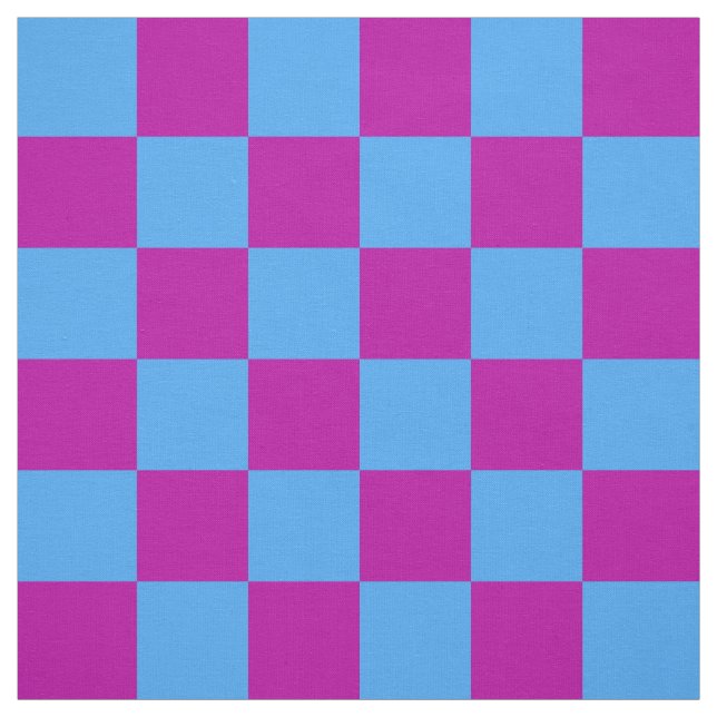 Purple Blue Checkered Check Pattern Fabric (Swatch)