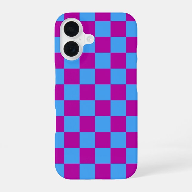Purple Blue Checkered Check Pattern Iphone Case (Back)