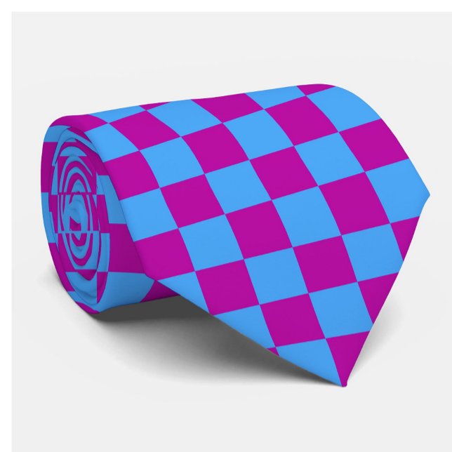 Purple Blue Checkered Check Pattern Neck Tie (Creator Uploaded)