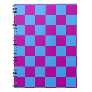 Purple Blue Checkered Check Pattern Notebook