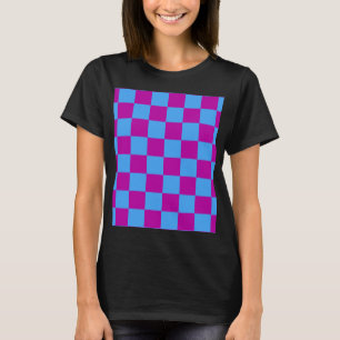 Purple Blue Checkered Check Pattern T-Shirt