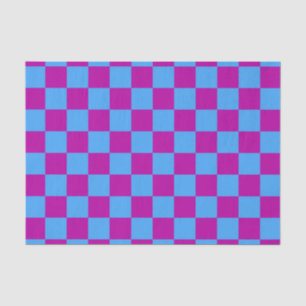 Purple Blue Checkered Check Pattern Tissue Paper