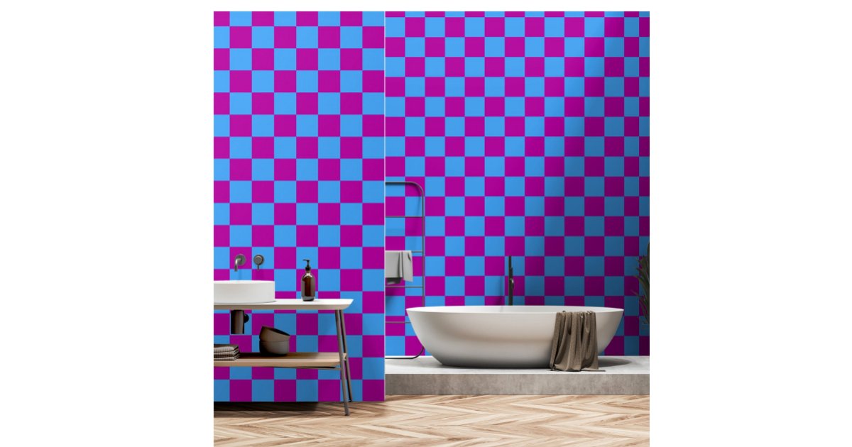 Purple Check Red Purple Blue Checkered Check Pattern Wallpaper | Zazzle