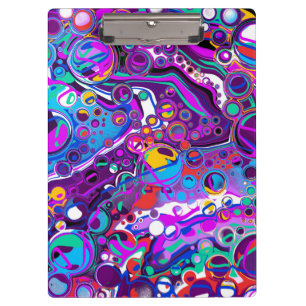 Purple, Blue Colorful Bubbles Abstract Modern Clipboard