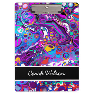 Purple, Blue Colorful Bubbles Abstract Modern Clipboard