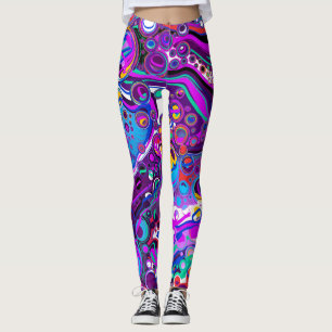 Purple, Blue Colorful Bubbles Abstract Modern Leggings