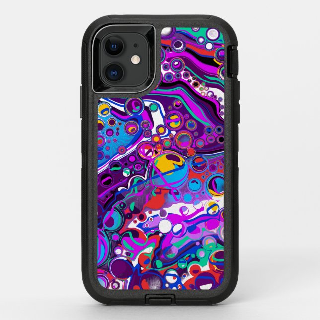 Purple, Blue Colorful Bubbles Abstract Modern  Otterbox iPhone Case (Back)