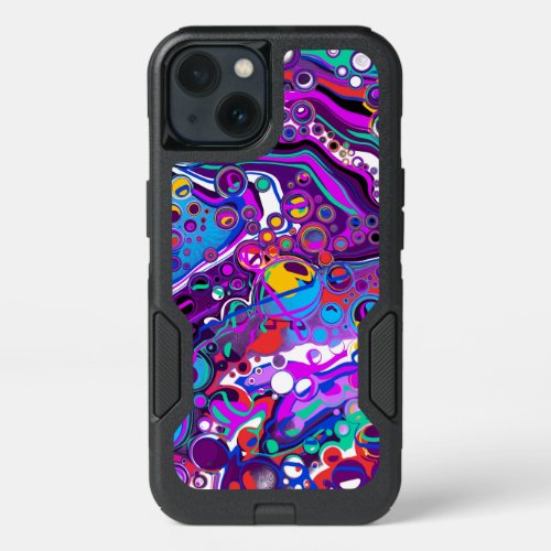 Purple Blue Colorful Bubbles Abstract Modern iPhone 13 Case