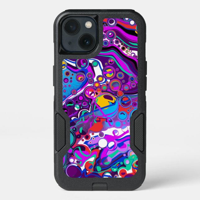 Purple, Blue Colorful Bubbles Abstract Modern   Otterbox iPhone Case (Back)