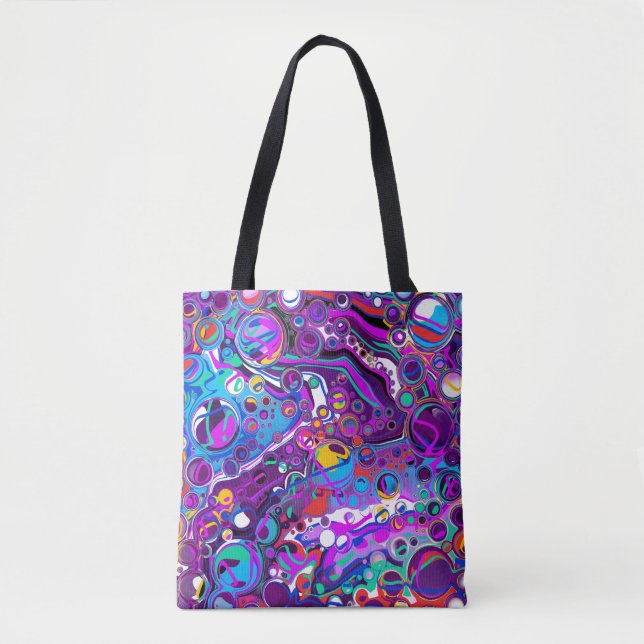 Purple, Blue Colorful Bubbles Abstract Modern  Tote Bag (Front)