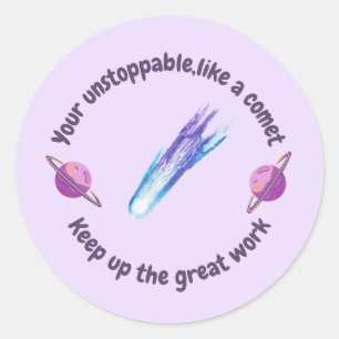 Purple blue comet Saturn teacher reward Classic Round Sticker
