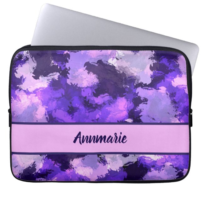 Purple Blue & Cool Abstract Shapes Pattern Laptop Sleeve (Front)