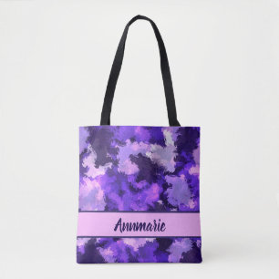 Purple Blue & Cool Abstract Shapes Pattern Tote Bag