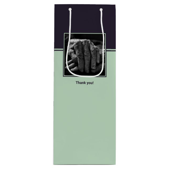 Purple & Blue Custom Image & Logo Thank You  Wine  Gift Bag (Front)