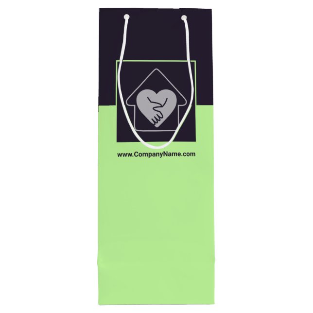 Purple & Blue Custom Image & Logo Thank You Wine Gift Bag (Back)