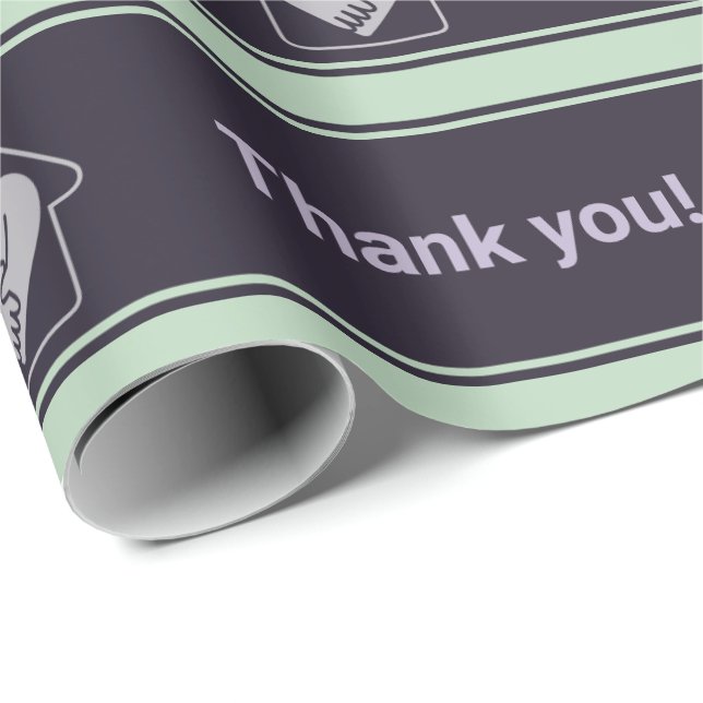 Purple & Blue Custom Logo & Thank You Wrapping Pap Paper (Roll Corner)
