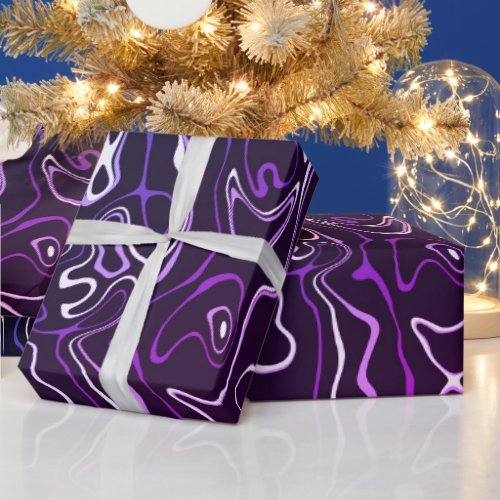 Purple blue damascus abstract swirls cool pattern wrapping paper