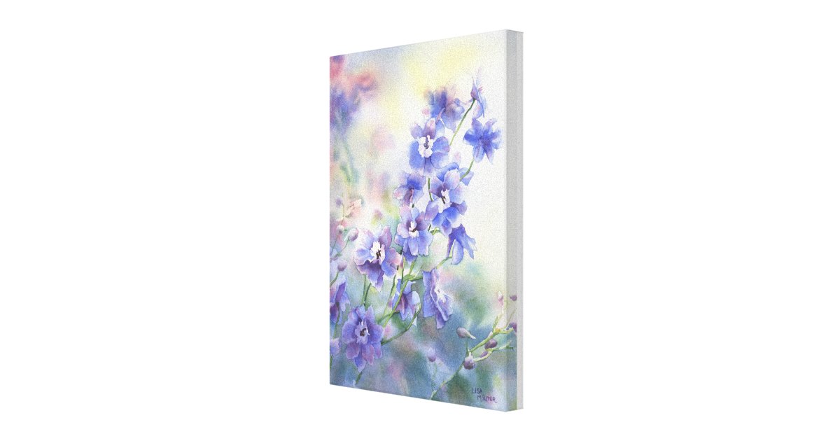 Purple Blue Delphinium Floral Print on Canvas | Zazzle