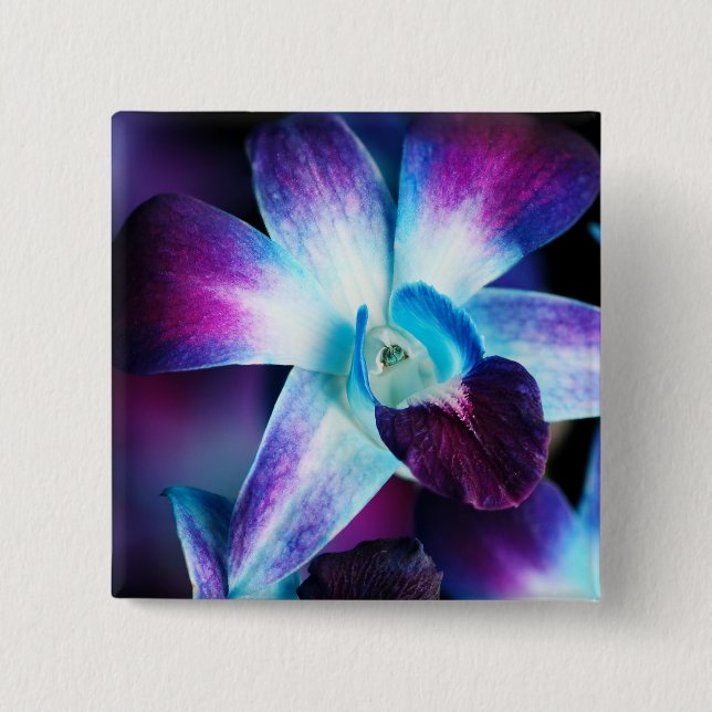 Purple & Blue Dendrobium Orchid Customized Orchids Pinback Button (Front)