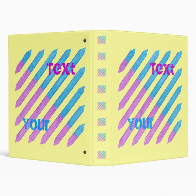 Purple Blue Diagonal Stripes, Your Text, Binder (Background)