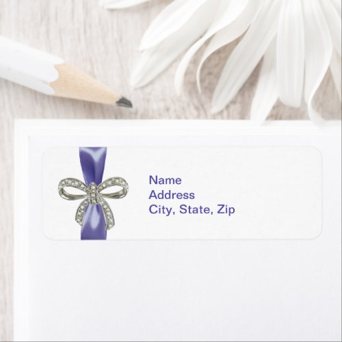 Purple Blue Diamond Bow Address Labels