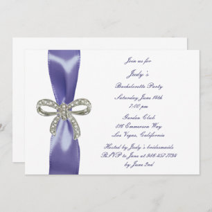 Purple Blue Diamond Bow Bachelorette Party Invitation