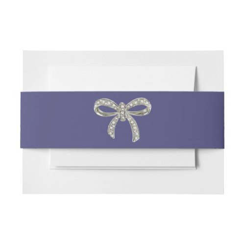 Purple Blue Diamond Bow Invitation Belly Band