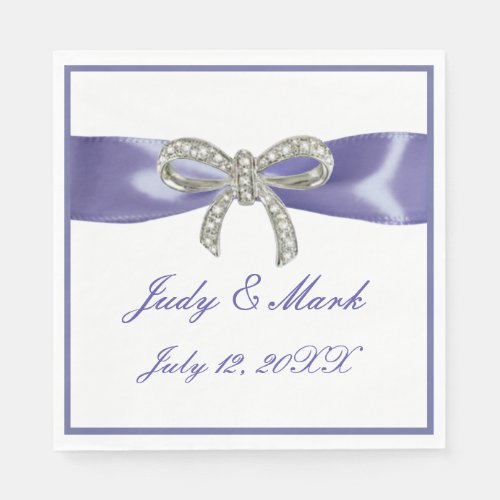 Purple Blue Diamond Bow Paper Napkins