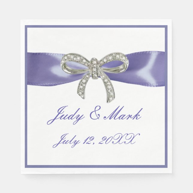 Purple Blue Diamond Bow Paper Napkins (Front)