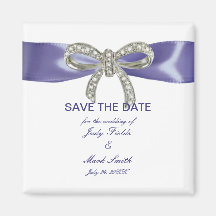 Purple Blue Diamond Bow Save The Date Magnet