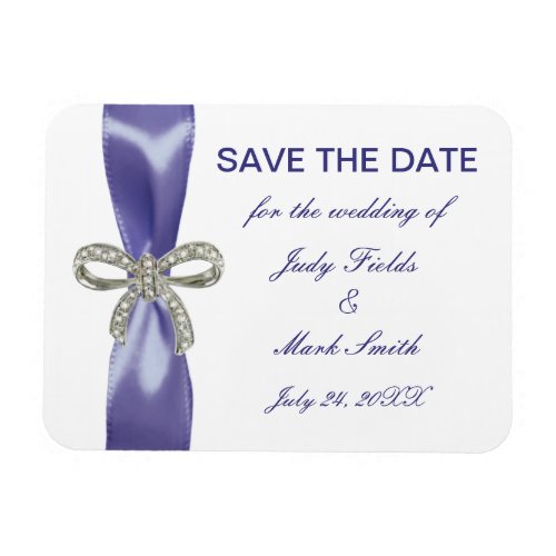 Purple Blue Diamond Bow Save The Date Magnet