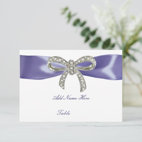 Purple Blue Diamond Bow Table Place Card