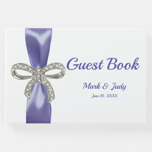 Purple Blue Diamond Bow Wedding Guestbook