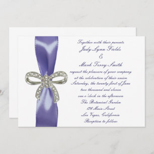 Purple Blue Diamond Bow Wedding Invitation